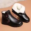 Zapatos de Algodón de Moda para Madre Más Terciopelo Cálidos Suela Plana Para Mediana Edad y Mayores Antideslizantes Zapatos de Cuero para Hombre Botas Cortas para Mujer Abuela Otoño