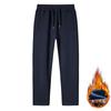 Pantalones deportivos de punto de talla grande para hombre, de invierno, con forro polar, gruesos, de color sólido, rectos y cálidos, para hombre