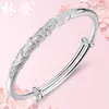 Pulsera de Plata Maciza de Seda Plata de Ley 9999 Pulsera de Plata de Empuje y Tirón para Mujer Joyería de Plata para Novia Pulsera de Plata Estilo Mori para Novia
