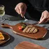 Bandeja de madera maciza para tostadas de bistec, tabla de cortar de madera de nogal negro norteamericano para bistec, bandeja de madera para servir bocadillos, pan, fruta