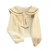 Vibrante sudadera de estilo coreano, dulce y preppy, de manga larga con cuello marinero, perfecta para primavera y otoño, moderna y elegante, con estampado de letras para niños mayores