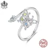 Anillo Abierto Original Dopamina Mariposa Circonita Aifuler Plata de Ley S925 Animal de Moda Anillo Ajustable