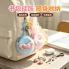 Cute monedero de peluche con forma de ala de ángel y corazón, llavero redondo mini, adorable bolsa de almacenamiento de monedas de peluche