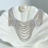 Collar Francés Retro Ultra Brillante de Diamantes Completos Multicapa Apilable Moda de Lujo Temperamento de Dama Elegante Cadena para Clavícula de Gama Alta para Mujeres