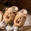 Nuevas Lindas Zapatillas de Algodón de Pareja de Dibujos Animados de Marmota Invierno Suela Gruesa Felpa Cálidas Cómodas Zapatillas Portátiles