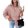 Camisa Cardigan Soltinha de Chiffon com Flores de Casco e Gola Lapela de Manga Longa Cor Sólida Nova Outono 2021 Europeu e Americano para Mulheres