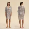 Amazon Transfronterizo Nuevo Verano Cubre Traje de Baño Perla Gasa Estampada Bata Corta Pijama Ropa de Casa para Mujer Zp3939