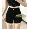 Shorts de Mezclilla Negros de Cintura Alta para Mujer Estilo Hot Girl, Nuevo Estilo Primavera Verano 2026, Hot Pants Ajustados que Resaltan la Cadera, Shorts Tipo Leggings para Mujer