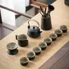 Juego de Té Chino Set para Sala de Estar en Casa Oficina Simple Cerámica Barro Negro Tetera Taza de Té Juego Pequeño Juego de Té Kung Fu