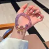 Pulseira Dupla de Círculos Roxos Naturais ZiyaoOriginal com Cabeça de Gatinho de Ametista Acessório Requintado