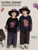 Pantalones Largos Casuales de Trabajo a Cuadros Bloque de Color Falso Dos Piezas Camiseta para Niñas Wulibu Primavera y Otoño 2026 Atuendo de Principios de Primavera Moderno