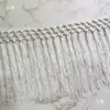 Adorno de Encaje de Borla Tejido a Mano con Doble Hilo Encriptado para Disfraces de Baile Latino, Tejido de Flecos para Dobladillo Extendido de Falda