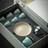 Conjunto Completo de Chá Kung Fu Doméstico Moji Caixa de Presente Cerâmica Guindaste Dourado Conjunto de Chá Doméstico