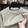 Suéter de tricô falso de duas peças estilo old money para outono e inverno para homens, de alta qualidade, manga longa, modelagem solta, suéter masculino versátil, direto do fabricante