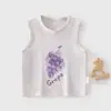 Chaleco de Bebé para Niños y Niñas, Verano Delgado sin Mangas de Algodón con Estampado de Frutas, Sin Costuras, Suave, Transpirable, Top Protector de Vientre
