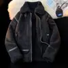 Chaqueta Cálida con Forro de Borrego Grueso de Ante y Piel para Otoño e Invierno, Chaqueta de Cuero Holgada PY8815