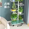 Estante para Flores Balcón de Pie Hierro Forjado Estante de Múltiples Niveles para Sala de Estar, Adecuado para Bonsáis y Plantas Verdes, Móvil de Varias Capas