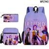 Conjunto de Mochila, Estojo e Bolsa de Ombro Três Peças com Estampa de Grupo de Meninas com Tema de Filme Transfronteiriço 3D