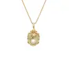 Colar de Pérolas de Água Doce Naturais Estilo Medieval Pintura a Óleo Estilo Jardim de Monet Pingente Corrente de Clavícula Versátil de Alta Moda