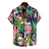 Nova Camisa Havaiana de Verão Estampada Masculina Manga Curta Tamanho Plus