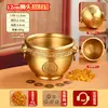 Jarrón de Cien Bendiciones de Latón Cuenco del Tesoro Tallado Exquisitamente Carácter Fu Atracción de Riqueza Recipiente de Arroz Adorno de Cobre para Oficina Artesanía Gran Utensilio de Cobre