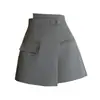 Novo design estilo chinês com fenda irregular e fechamento de botão, culottes curtos, novos culottes femininos de verão