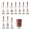 Cabo de Madeira Utensílio de Cozinha de Silicone Conjunto Cabo Resistente a Altas Temperaturas Isolamento Térmico Anti-Queimadura Antiaderente Espátula Conjunto de 10 Peças Especial para Panelas Antiaderentes