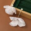 Aretes de Clip de Flor de Gasa Perla Plata para Mujer Aretes Asimétricos Super Hada Estilo Vacaciones Dulces Elegantes Mori