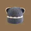 Gorro de Peluche Lindo de Dibujos Animados de Invierno con Ala Ancha para Mujer, Estilo Japonés Cálido Engrosado Protección para Orejas Gorro de Punto con Orejas de Oso, Dulce y Fresco