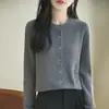 Cardigan de Punto Nuevo Estilo Primavera y Otoño 2026 para Mujer, Cuello Redondo Ajustado Tejido de Cable Pequeño Estilo Coreano Chaqueta Suéter de Manga Larga