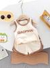 Traje de chaleco para niños Verano Delgado Niños y Niñas Shorts para Bebé Niños de Talla Pequeña y Mediana Deportivo de Dos Piezas Marea Una Pieza Cabello