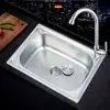 Fregadero de Cocina Pequeño de Acero Inoxidable 304, Lavabo para Lavar Platos de Balcón, Juego de Lavabo Sencillo con Soporte