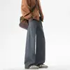 Roupa Masculina Fengshe / Nova Calça Casual Primavera e Outono Algodão Puro Meio Elástico na Cintura Estilo com Botão e Cinto High Street Americana Calça de Comprimento Total