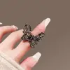 Exquisita Pinza para el Cabello Mariposa con Pedrería Negra para Mujer, Nuevo Pinza Pequeña Superior para Cabello Semirecogido en la Parte Posterior de la Cabeza, Pinza de Tiburón