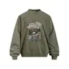 Sudadera con Estampado de Personaje de Hip Hop Americano Lavada Desgastada Cuello Redondo Holgada para Hombre Primavera Otoño Tendencia Callejera Tie-Dye Ropa Deportiva