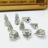 Xizang prata vintage flor de ameixa chifre pingente folha de bambu pulseira corda pingente diy acessórios de pingente feitos à mão atacado