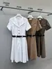 Preço Especial Sem Devoluções Sem Trocas Original 299 Yuan Gola Cinto Ajuste na Cintura Algodão com Toque de Tecido Vestido Elegante Verão 258509