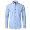 2026 Transfronterizo Amazon Versión Coreana Camisa Elástica Ajustada Camisa Casual para Hombre Exportación Simple de Negocios Camisa Delgada
