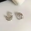 Brincos de Zircônia com Padrão Losango Estilo Zhao Lusi para Mulheres, Brincos Clássicos Nicho Simples, Presilhas de Orelha Retro da Moda para Orelhas Não Perfuradas