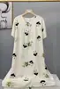 Novo Pijama de Algodão e Seda 2025 para Mulheres, Verão Fino Tamanho Grande, Vestido Longo de Algodão Artificial de Manga Curta para Usar por Cima