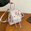 Mochila Retro Americana de Gatito para Mujer, Estilo Coreano Estampado de Leopardo Diseño de Nicho Dibujos Animados Linda Mochila de Gran Capacidad