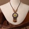Collar Transfronterizo de Estilo Étnico Retro Cadena Larga Bohemia para Suéter para Hombre y Mujer Colgante Versátil Colgante de Borla Accesorios