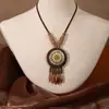 Collar Transfronterizo Estilo Étnico Retro Cadena Larga Bohemia de Lana Colgante Versátil para Hombres y Mujeres Colgante de Borla Accesorios