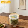 Contenedor de plástico transparente redondo BNBSR con asa, sello hermético, apto para almacenar aceitunas y otros alimentos en conserva
