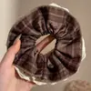 Otoño Invierno Estilo Coreano Cuadros Lazo para el Pelo de Intestino Grande Mujer 2026 Nuevo Gama Alta Súper Grande Cuerda para Moño Flor en la Cabeza Accesorios para el Cabello