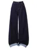 Jeans de diseño patchwork a cuadros estilo coreano talla grande para mujer, primavera/otoño 2026, pantalones rectos holgados y adelgazantes