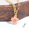 Pulsera de Oro Rosa Brillante de 24K con Flor de Cerezo Ajustable Colgante Romántico de Flor para Regalo de Novia