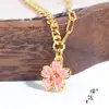 Pulseira de Ouro Rosa Brilhante 24K Flor de Cerejeira Ajustável Pingente de Flor Romântico para Presente de Namorada
