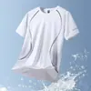 Camiseta Masculina de Manga Curta de Secagem Rápida Verão Esportes Manga Curta Solta Respirável Secagem Rápida Casual Fitness Corrida Preto Roupa Esportiva