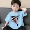 Ropa Infantil Camiseta de Algodón Puro de Manga Corta para Niños Verano Dibujos Animados Impresos Top Camiseta Holgada Fina de Cuello Redondo para Niños